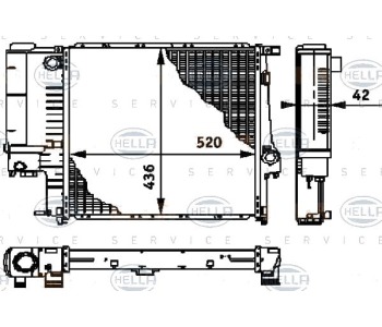 Воден радиатор HELLA за BMW 5 Ser (E34) комби от 1991 до 1997