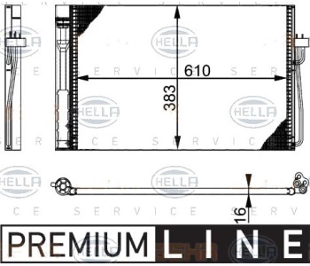 Кондензатор, климатизация HELLA 8FC 351 301-331 за BMW 5 Ser (E61) комби от 2004 до 2010
