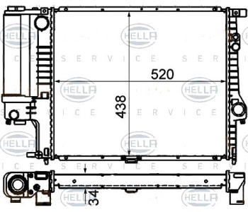 Воден радиатор HELLA за BMW 5 Ser (E39) комби от 1997 до 2004