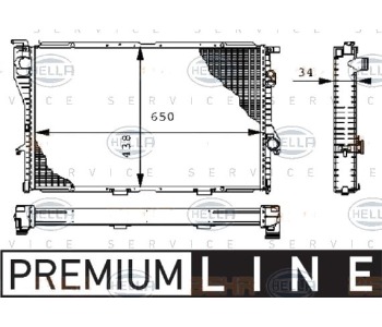Радиатор, охлаждане на двигателя HELLA 8MK 376 711-111 за BMW 5 Ser (E39) комби от 1997 до 2004