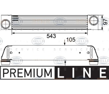 Интеркулер (охладител за въздуха на турбината) HELLA 8ML 376 746-461 за BMW 5 Ser (E61) комби от 2004 до 2010