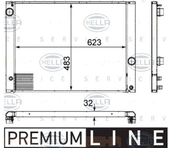 Воден радиатор HELLA за BMW 5 Ser (E60) от 2003 до 2010