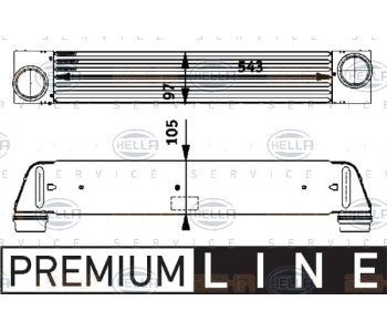 Интеркулер (охладител за въздуха на турбината) HELLA 8ML 376 723-501 за BMW 5 Ser (E61) комби от 2004 до 2010