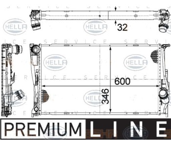 Радиатор, охлаждане на двигателя HELLA 8MK 376 754-011 за BMW 1 Ser (E82) купе от 2007 до 2013