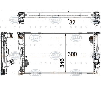 Радиатор, охлаждане на двигателя HELLA 8MK 376 754-014 за BMW 1 Ser (E82) купе от 2007 до 2013