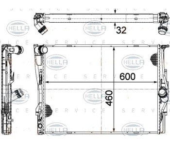 Радиатор, охлаждане на двигателя HELLA 8MK 376 754-044 за BMW 3 Ser (E91) комби от 2005 до 2008