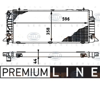 Радиатор, охлаждане на двигателя HELLA 8MK 376 714-771 за AUDI 80 Avant (8C, B4) от 1991 до 1996
