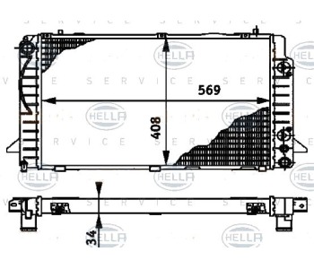 Радиатор, охлаждане на двигателя HELLA 8MK 376 715-161 за AUDI 80 кабриолет (8G7, B4) от 1991 до 2000