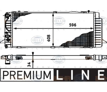 Радиатор, охлаждане на двигателя HELLA 8MK 376 714-621 за AUDI 80 Avant (8C, B4) от 1991 до 1996