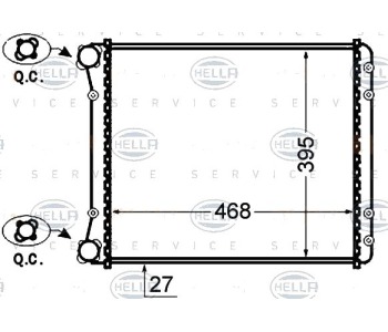 Радиатор, охлаждане на двигателя HELLA 8MK 376 766-281 за AUDI A2 (8Z0) от 2000 до 2005