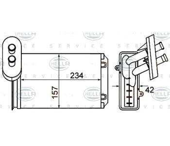 Топлообменник, отопление на вътрешното пространство HELLA 8FH 351 001-611 за VOLKSWAGEN PASSAT B3/B4 (3A2, 35I) седан от 1988 до 1996