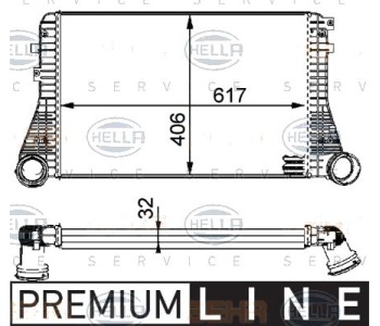 Интеркулер (охладител за въздуха на турбината) HELLA 8ML 376 723-541 за VOLKSWAGEN CADDY III (2KB, 2KJ, 2CB, 2CJ) пътнически от 2004 до 2015