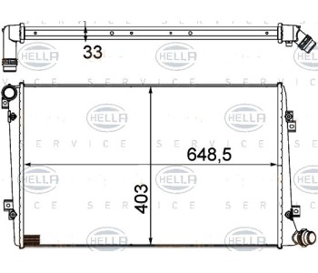 Радиатор, охлаждане на двигателя HELLA 8MK 376 756-701 за VOLKSWAGEN CADDY III (2KA, 2KH, 2CA, 2CH) товарен от 2004 до 2015