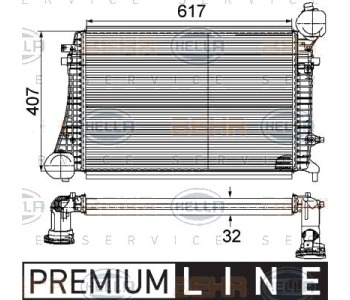 Интеркулер (охладител за въздуха на турбината) HELLA 8ML 376 746-161 за VOLKSWAGEN CADDY III (2KA, 2KH, 2CA, 2CH) товарен от 2004 до 2015