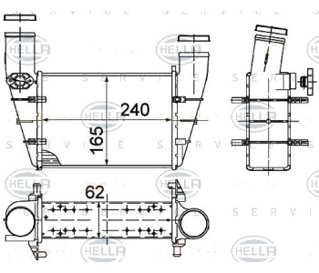 Интеркулер (охладител за въздуха на турбината) HELLA 8ML 376 727-581 за VOLKSWAGEN PASSAT B5 (3B2) седан от 1996 до 2000