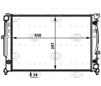 Радиатор, охлаждане на двигателя HELLA 8MK 376 720-601 за AUDI A6 (4A, C4) от 1994 до 1997