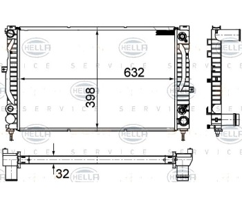 Радиатор, охлаждане на двигателя HELLA 8MK 376 766-141 за AUDI A4 Avant (8D5, B5) от 1994 до 2002