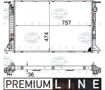 Радиатор, охлаждане на двигателя HELLA 8MK 376 754-741 за AUDI A5 купе (8T3) от 2007 до 2017