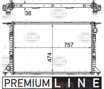 Радиатор, охлаждане на двигателя HELLA 8MK 376 754-731 за AUDI A5 купе (8T3) от 2007 до 2017