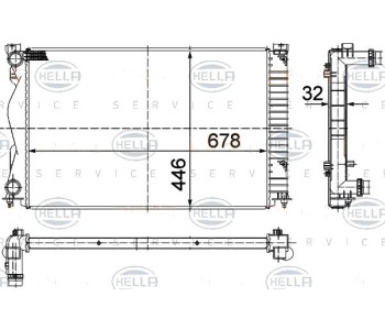 Радиатор, охлаждане на двигателя HELLA 8MK 376 749-431 за AUDI A6 (4F2, C6) от 2004 до 2011