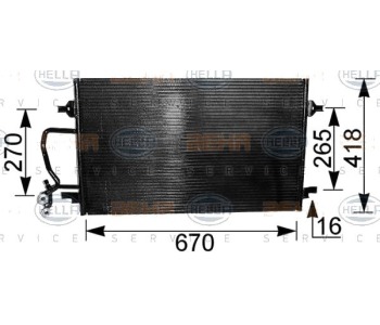 Кондензатор, климатизация HELLA 8FC 351 036-391 за AUDI A8 (4D2, 4D8) от 1994 до 2002