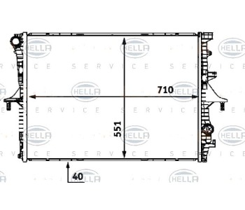 Радиатор, охлаждане на двигателя HELLA 8MK 376 719-004 за VOLKSWAGEN TOUAREG (7LA, 7L6, 7L7) от 2002 до 2010