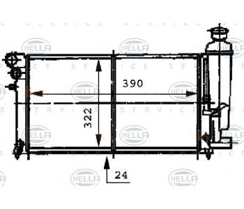 Радиатор, охлаждане на двигателя HELLA 8MK 376 716-481 за CITROEN SAXO (S0, S1) от 1996 до 2004