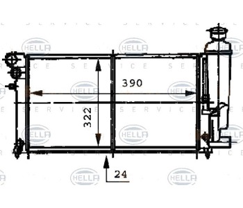 Радиатор, охлаждане на двигателя HELLA 8MK 376 716-481 за PEUGEOT 106 II (1) от 1996 до 2004