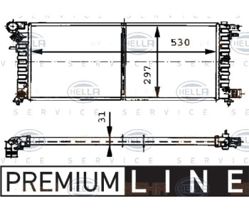 Радиатор, охлаждане на двигателя HELLA 8MK 376 715-431 за PEUGEOT 106 II (1) от 1996 до 2004