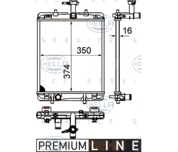 Радиатор, охлаждане на двигателя HELLA 8MK 376 749-651 за CITROEN C1 II от 2014