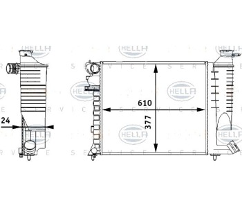 Радиатор, охлаждане на двигателя HELLA 8MK 376 717-511 за CITROEN XSARA (N1) от 1997 до 2005