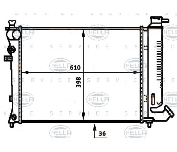 Радиатор, охлаждане на двигателя HELLA 8MK 376 717-491 за PEUGEOT 306 (7E, N3, N5) комби от 1994 до 2002