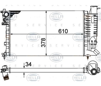 Радиатор, охлаждане на двигателя HELLA 8MK 376 707-021 за CITROEN ZX (N2) от 1991 до 1997