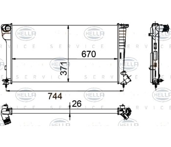 Воден радиатор HELLA за PEUGEOT PARTNER (5F) Combispace пътнически от 1996 до 2008