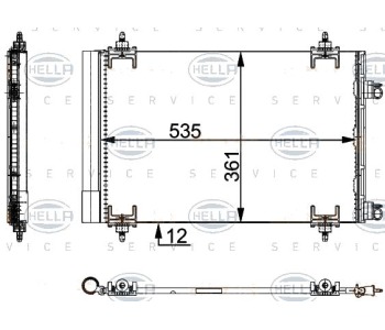 Кондензатор, климатизация HELLA 8FC 351 317-574 за PEUGEOT 307 (3E) Break комби от 2002 до 2008