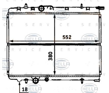 Воден радиатор HELLA за PEUGEOT 307 (3E) Break комби от 2002 до 2008