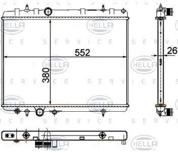Воден радиатор HELLA за PEUGEOT 307 (3H) SW комби от 2002 до 2008