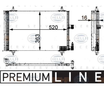 Кондензатор, климатизация HELLA 8FC 351 301-381 за PEUGEOT 406 (8E/F) комби от 1996 до 2004