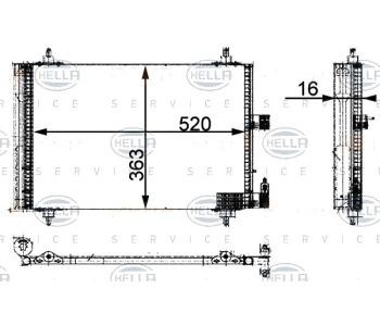 Кондензатор, климатизация HELLA 8FC 351 301-384 за PEUGEOT 406 (8B) седан от 1995 до 2005