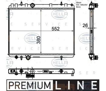 Радиатор, охлаждане на двигателя HELLA 8MK 376 755-331 за CITROEN C5 III (RD) от 2008 до 2017