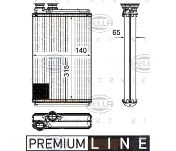 Топлообменник, отопление на вътрешното пространство HELLA 8FH 351 315-571 за CITROEN C6 (TD) от 2005 до 2012