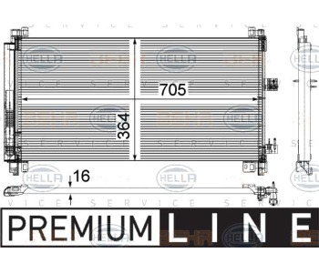Кондензатор, климатизация HELLA 8FC 351 309-571 за PEUGEOT 407 (6C_) купе от 2005