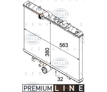 Радиатор, охлаждане на двигателя HELLA 8MK 376 745-081 за PEUGEOT 607 (9D, 9U) от 2000 до 2010