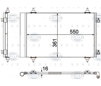 Кондензатор, климатизация HELLA 8FC 351 304-284 за PEUGEOT 807 (E) от 2002