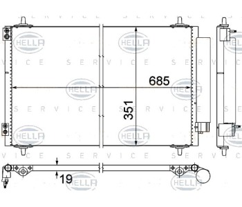 Кондензатор, климатизация HELLA 8FC 351 309-411 за PEUGEOT 807 (E) от 2002