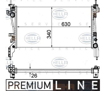 Радиатор, охлаждане на двигателя HELLA 8MK 376 754-581 за CITROEN NEMO (AA) товарен от 2008