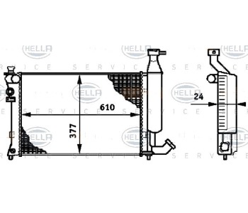 Радиатор, охлаждане на двигателя HELLA 8MK 376 719-501 за CITROEN BERLINGO (M) товарен от 1996 до 2011