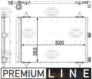 Кондензатор, климатизация HELLA 8FC 351 303-371 за PEUGEOT PARTNER товарен от 2008