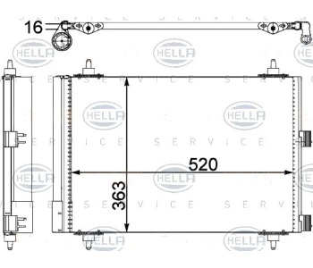 Кондензатор, климатизация HELLA 8FC 351 303-374 за PEUGEOT PARTNER (5) Origin товарен от 1996 до 2008