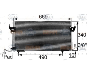 Кондензатор, климатизация HELLA 8FC 351 037-151 за PEUGEOT PARTNER (5F) Combispace пътнически от 1996 до 2008
